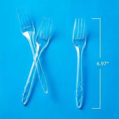 Member's Mark Clear Plastic Forks Heavyweight 300 Ct.