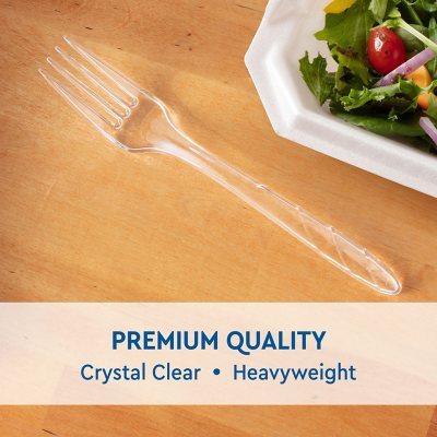 for sale online Member's Mark Clear Plastic Forks Heavyweight 300 Ct 