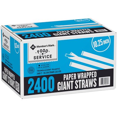 Clear Plastic Straws - 7.75'' Bulk Giant Straws (8mm) Wrapped in Paper