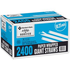 Concession Essentials Plastic Straws Wrapped 1000 Pack - 10.25