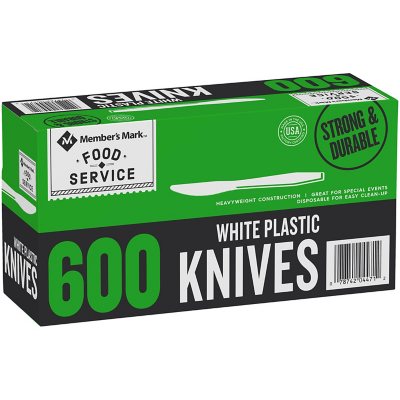 White 600 ct. Heavyweight Member's Mark Plastic Knives 
