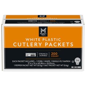 Member's Mark White Plastic Cutlery Packets 200 ct.