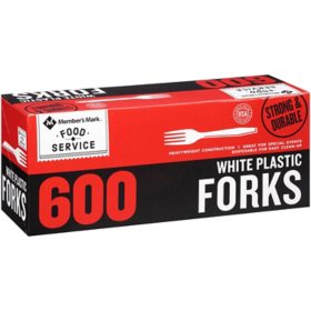 Member's Mark White Plastic Forks, Heavyweight 600 ct.