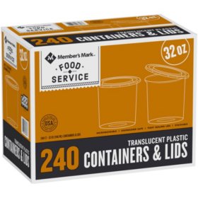 Member's Mark Deli Plastic Containers w/ Lids (32 oz., 240 ct.)