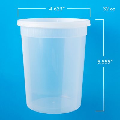 32 oz. Plastic Freezer Food Storage Deli Soup Container Tubs w/Lids Quart Size 