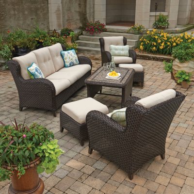 Sunbrella 6 piece woven seating set sale