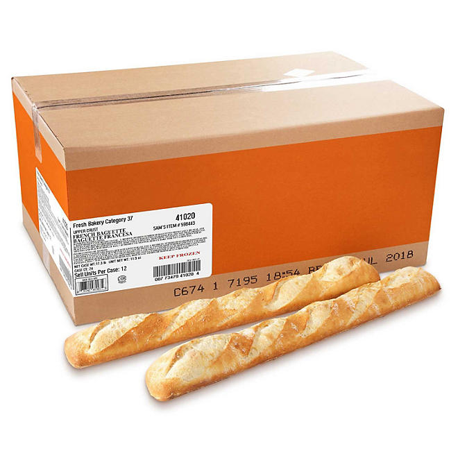 Ready-to-Bake French Baguettes, Bulk Wholesale Case 24 ct.