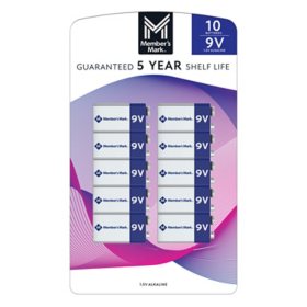 Member's Mark 9V Alkaline Batteries, 10 Pack