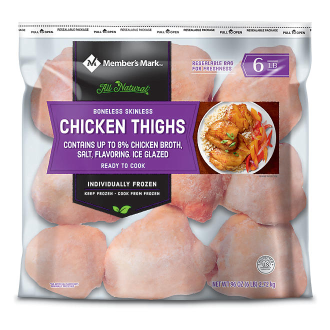 Member's Mark Boneless Skinless Chicken Thigh Portions 6 lb. bag