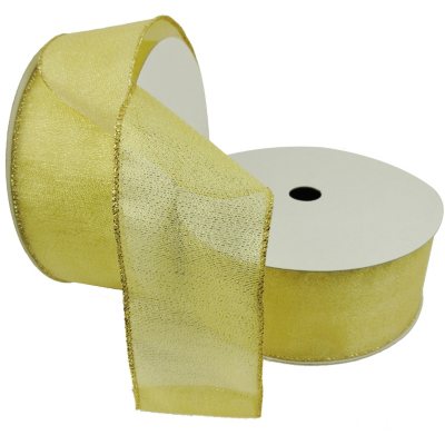 Member's Mark Premium Wired Ribbon, Gold Woven Metallic 2.5