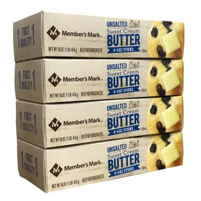 Great Value Sweet Cream Unsalted Butter Sticks, 4 Count,16 oz