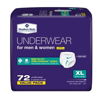 Member's Mark Protective Underwear For Men & Women, X-Large (72 ct ...
