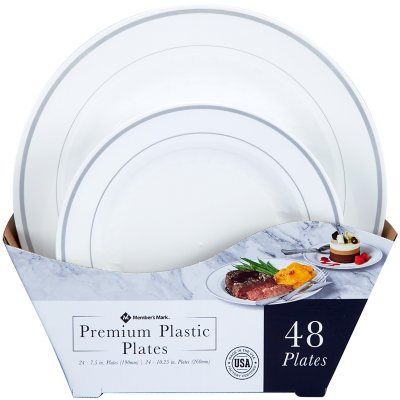 Disposable Plastic Plates 50-count Premium Heavyweight Round Plate Set FREE SHIP 