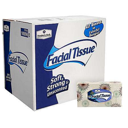 Member's Mark 2-Ply Soft and Strong Facial Tissue, 42 pk., 4,620 tissues (110 ct. per box)