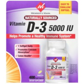 Members Mark Vitamin D 3 5000 Iu 400 Softgels Sams Club