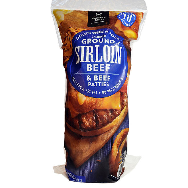 Member's Mark Ground Sirloin Beef Patties 1/3 lb., 18 ct.