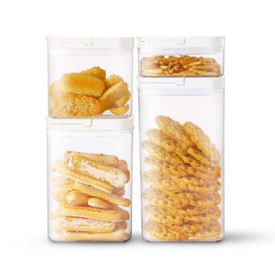 LOCK & LOCK Easy Essentials Food Lids/Pantry Storage/Airtight Containers,  BPA Free, Rectangle - 8 Cup - for Cookies, Clear