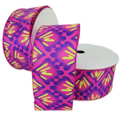 Member's Mark Premium Wired Ribbon, Ombré Fan in Purple and Lime, 2.5 ...