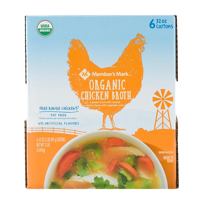 Member's Mark Organic Chicken Broth (32 oz., 6 pk.) 