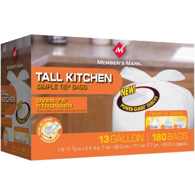 Member's Mark 13 gal. Tall Kitchen Simple Tie Trash Bags (180 ct.) - Sam's  Club