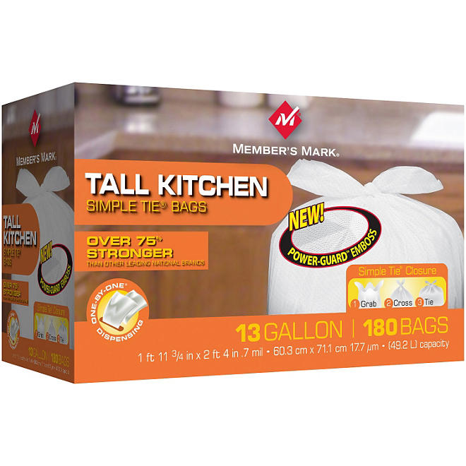 Member's Mark 13 gal. Tall Kitchen Simple Tie Trash Bags (180 ct.)