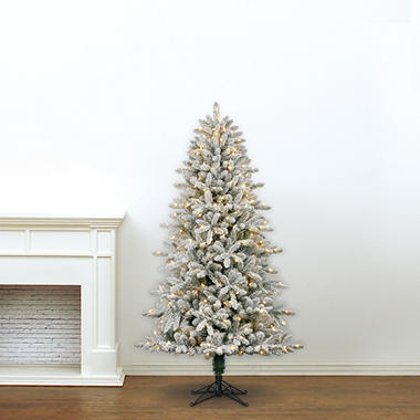 7′ Member’s Mark Artificial Pre-Lit LED Color-Changing Shelton Flocked Quick Set Simple Shape Christmas Tree