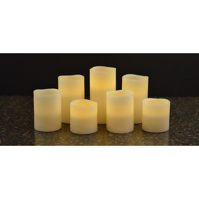 Member's Mark 7-Piece Flameless Candle Pillar Set with Remote and Timer