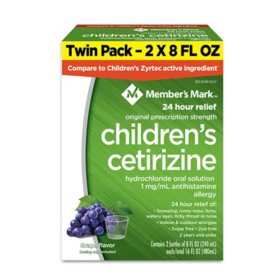Member's Mark Children's Cetirizine Allergy Relief Oral Solution, Sugar-Free Grape Flavor