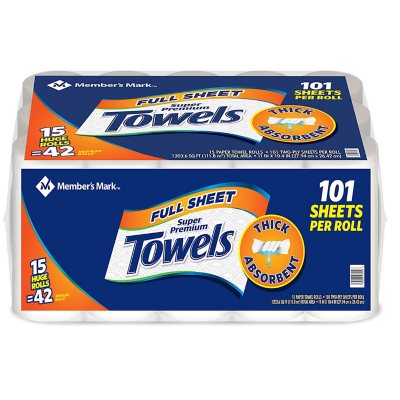 Member's Mark Premium Full Sheet 2-Ply Paper Towels, Huge Rolls (101 ...