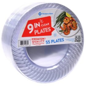 Member's Mark Clear Plastic Plates, 9" (55 ct.)