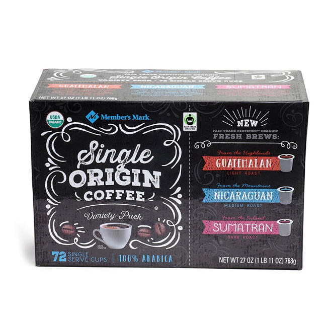 Member's Mark Single Origin Coffee Variety Pack (72 ct.)