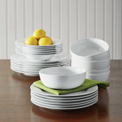 Member's Mark 24 Piece Modern Stoneware Dinnerware Set White