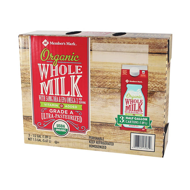 Member's Mark Organic Whole Milk (1/2 gal. cartons, 3 pk.)