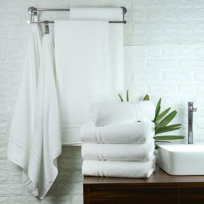 white towels in bathroom