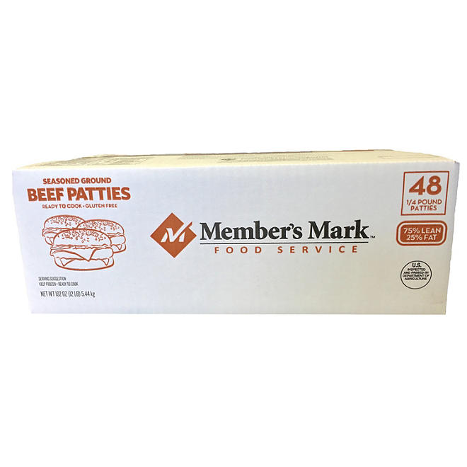 Member's Mark Seasoned Ground Beef Patties (1/4 lb. patties, 48 ct.)
