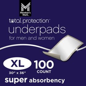 Member's Mark Total Protection Underpads Extra-Large, 30" x 36" 100 ct.