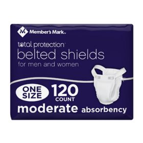 Member's Mark Total Protection Belted Shields for Men or Women, 120 ct.