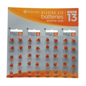 Member's Mark Size 13 Hearing Aid Batteries, 40 Count