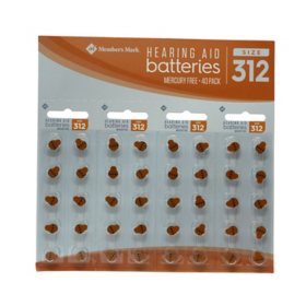 Member's Mark Hearing Aid Batteries, Size 312, Brown Tab, 40 ct.