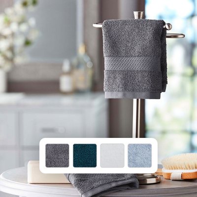 Hotel Style Luxury Hand Towels & Washcloths 4 Pack Grey wash cloths