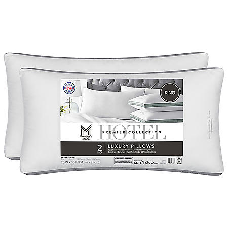 Member's Mark Hotel Premier Collection Bed Pillows, 2 Pack (Assorted Sizes)