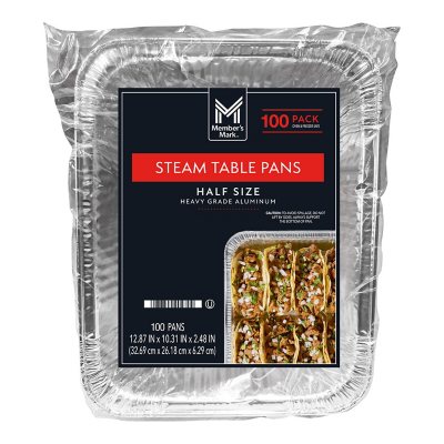 Member's Mark Aluminum Steam Table Pans, Half Size (100 ct