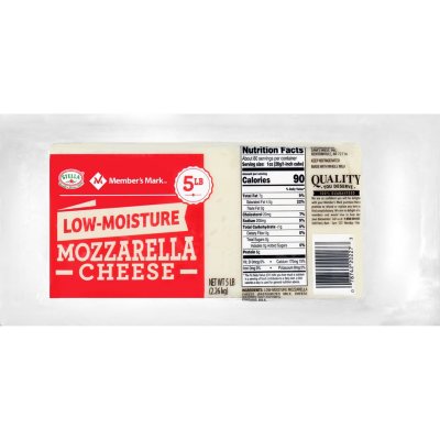 Member's Mark Mozzarella Cheese, Whole Milk Low-Moisture (5 lb. block) - Sam's  Club
