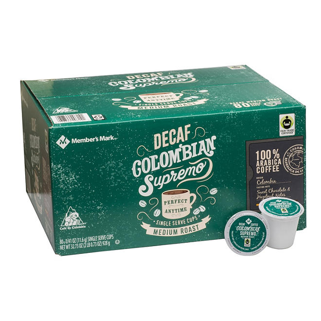 Member's Mark Fair Trade Certified Decaf Single-Serve Cups, Colombian Supremo (80 ct.)