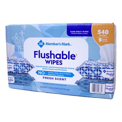 Mark Flushable Wipes (540 wipes total 