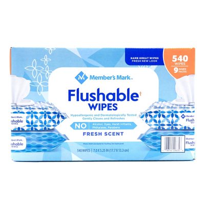 Member's Mark Flushable Scented Wipes (60 wipes/pk., 9 pk.) - Sam's Club