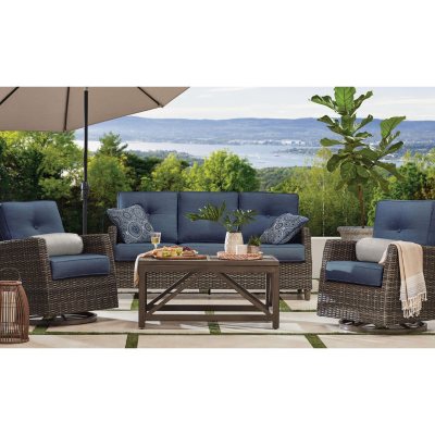 Members Mark Agio Fremont 4 Piece Patio Deep Seating Set With Sunbrella Fabric Indigo