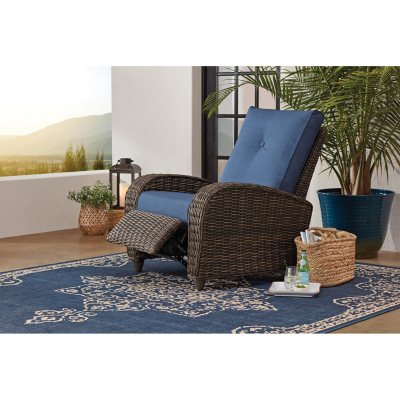 Indoor Outdoor Recliner, All-Weather PE Wicker Adjustable Reclining