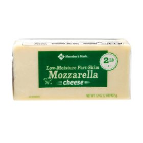 Member's Mark Low-Moisture, Part-Skim, Mozzarella Cheese Block 2 lbs.