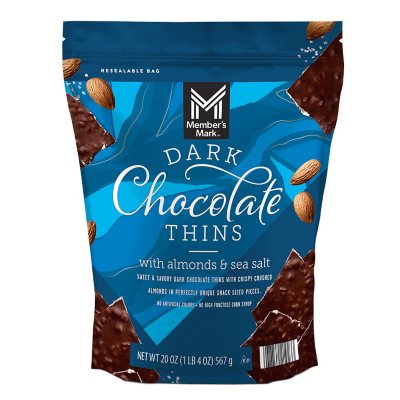 Member's Mark Dark Chocolate Thins With Almonds & Sea Salt 20 oz. - Sam's  Club